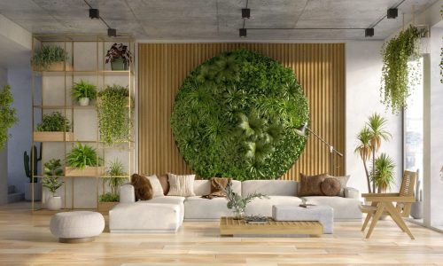 indoors circular vertical garden