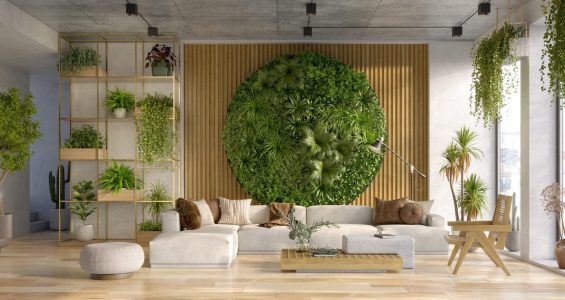 indoors circular vertical garden